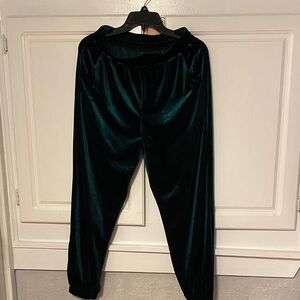 Emerald Green Velvet Joggers